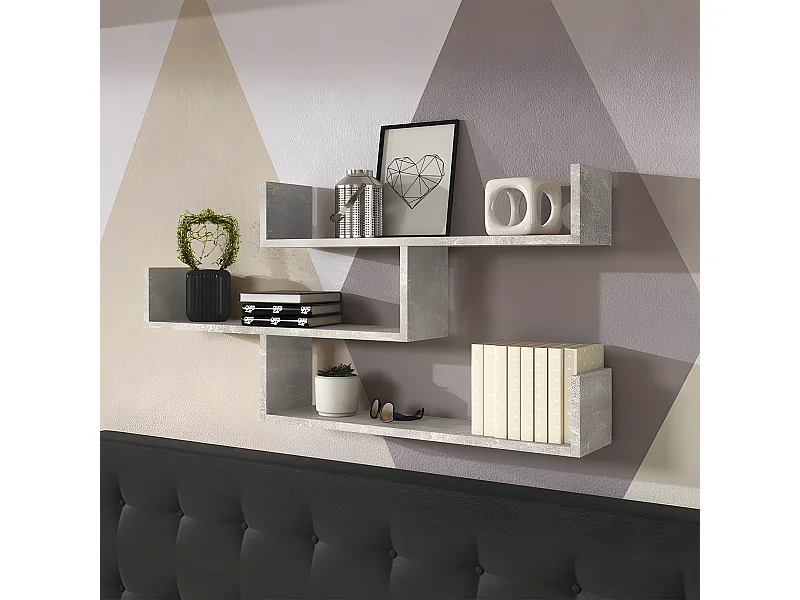 Wandregal - 3 Regalböden - 55 x 119 cm - Beton Smart - KASSI