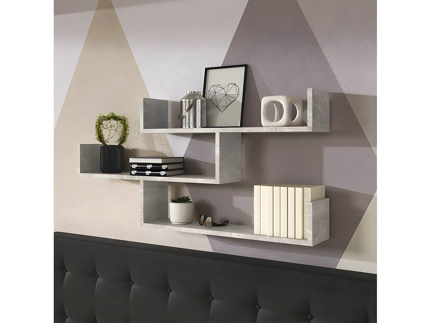 Wandregal - 3 Regalböden - 55 x 119 cm - Beton Smart - KASSI