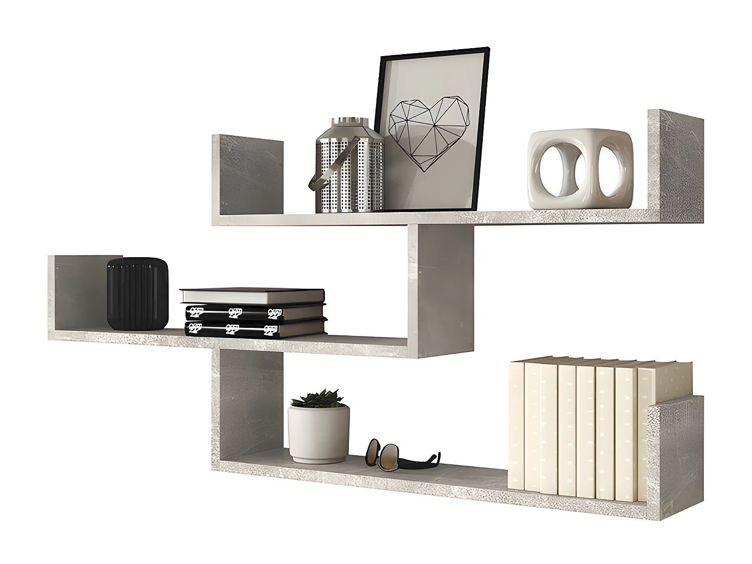 Wandregal - 3 Regalböden - 55 x 119 cm - Beton Smart - KASSI