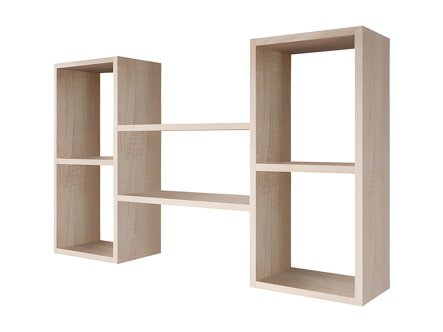 Wandregal - mit 5 offenen Fächern in 2 unterschiedlichen Größen, 60 x 102 cm - Sonoma Eiche hell - KASSI