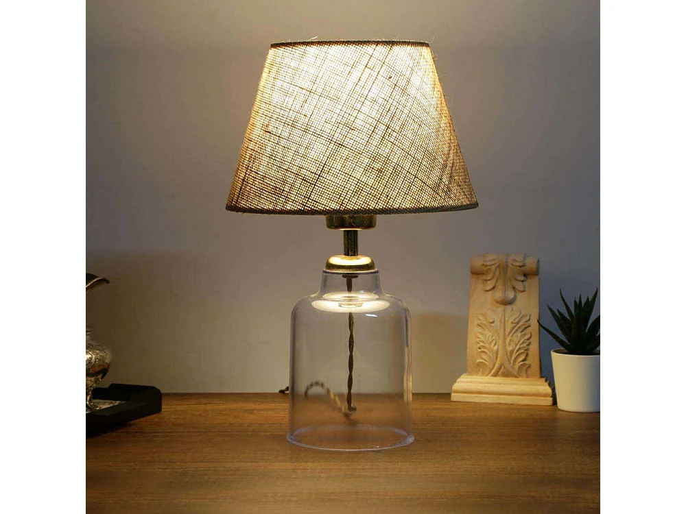 Lampe à poser en plastique transparent et tissu Léa