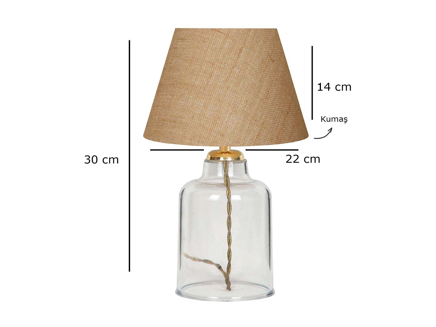 Lampe à poser en plastique transparent et tissu Léa