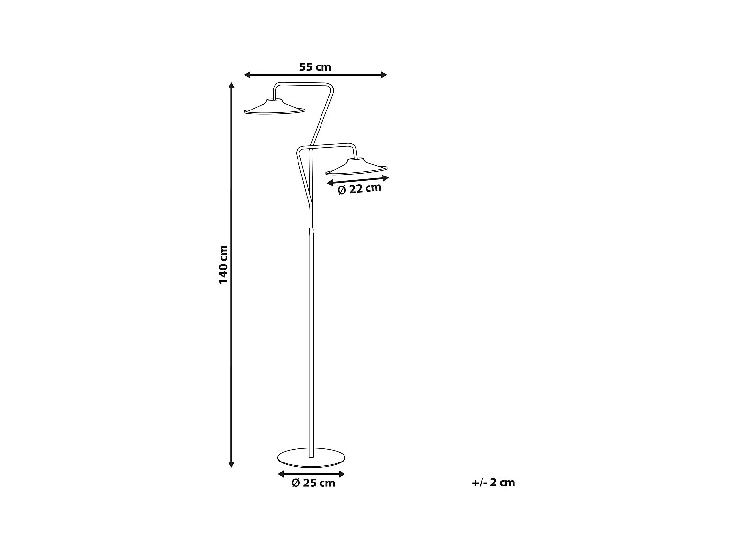 LED Stehlampe Metall weiß Kegelform 2-flammig 140 cm USB-Anschluss Galetti