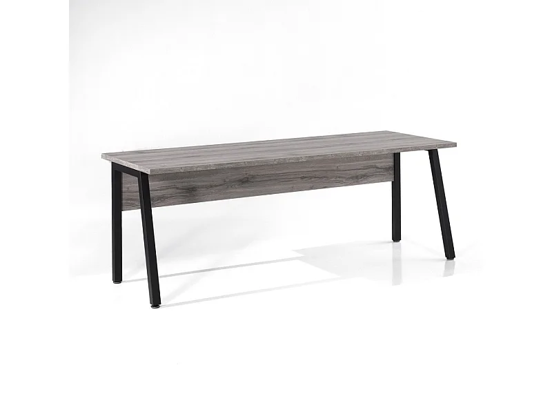 Bureau professionnel droit 200 cm SOON – Chêne gris Sherman et noir – Grand bureau design