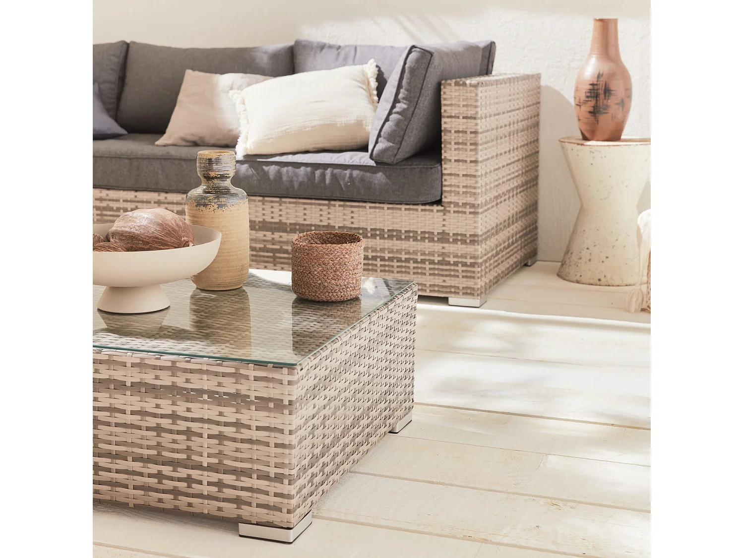 Conjunto de muebles de jardín en resina trenzada, 5 plazas varios