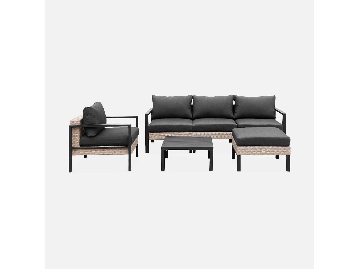 Salotto da giardino in alluminio e resina, 5 posti, antracite