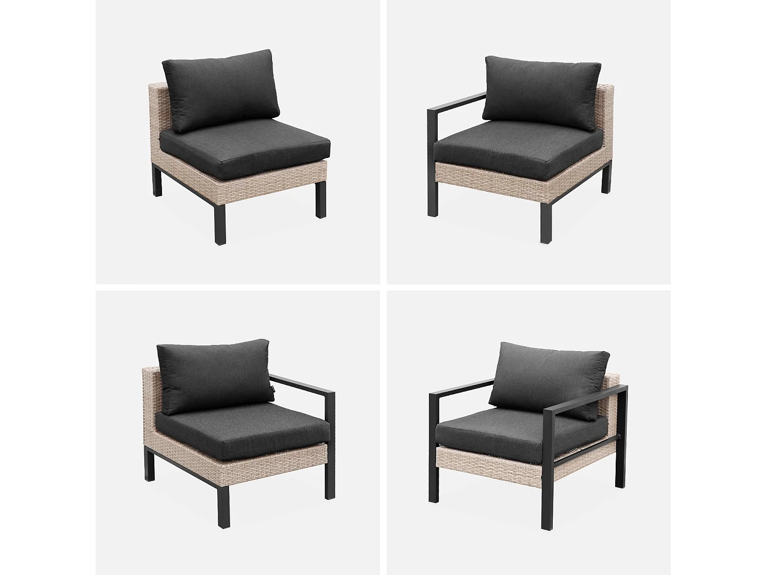 Salotto da giardino in alluminio e resina, 5 posti, antracite