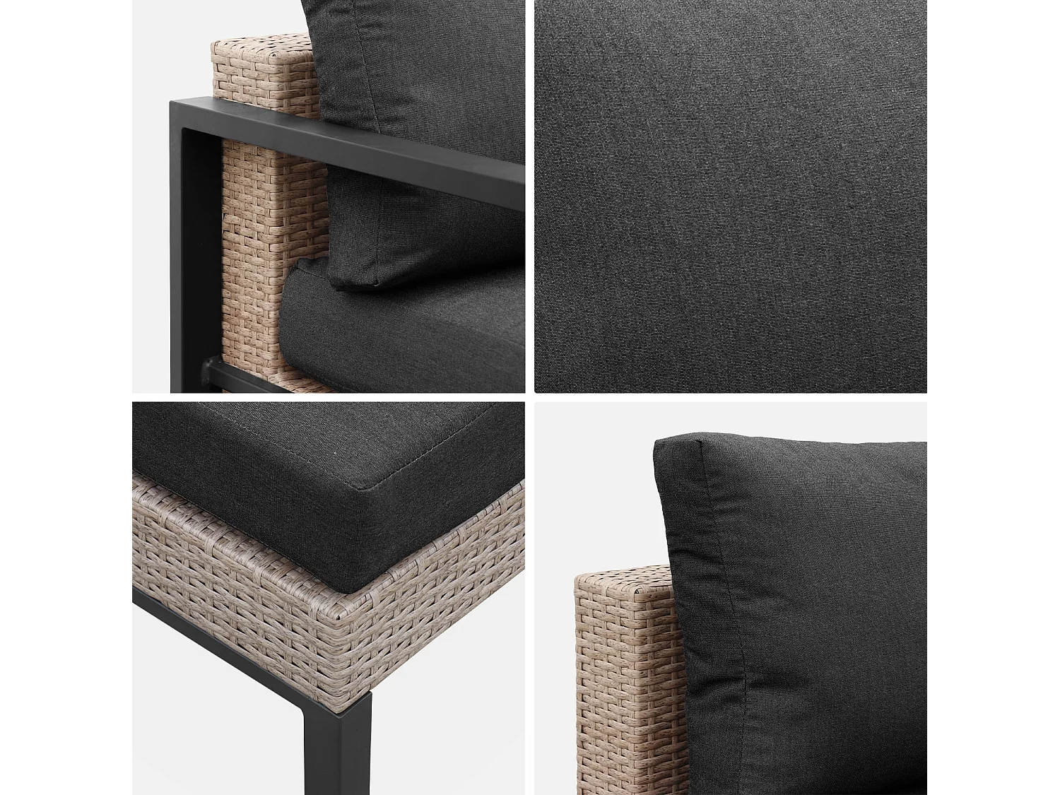 Salotto da giardino in alluminio e resina, 5 posti, antracite