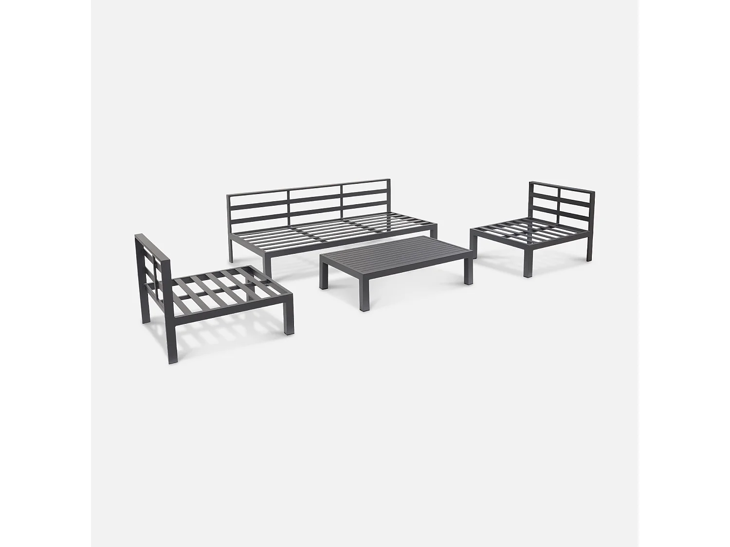 Conjunto de muebles de jardín de aluminio de 4 plazas antracita