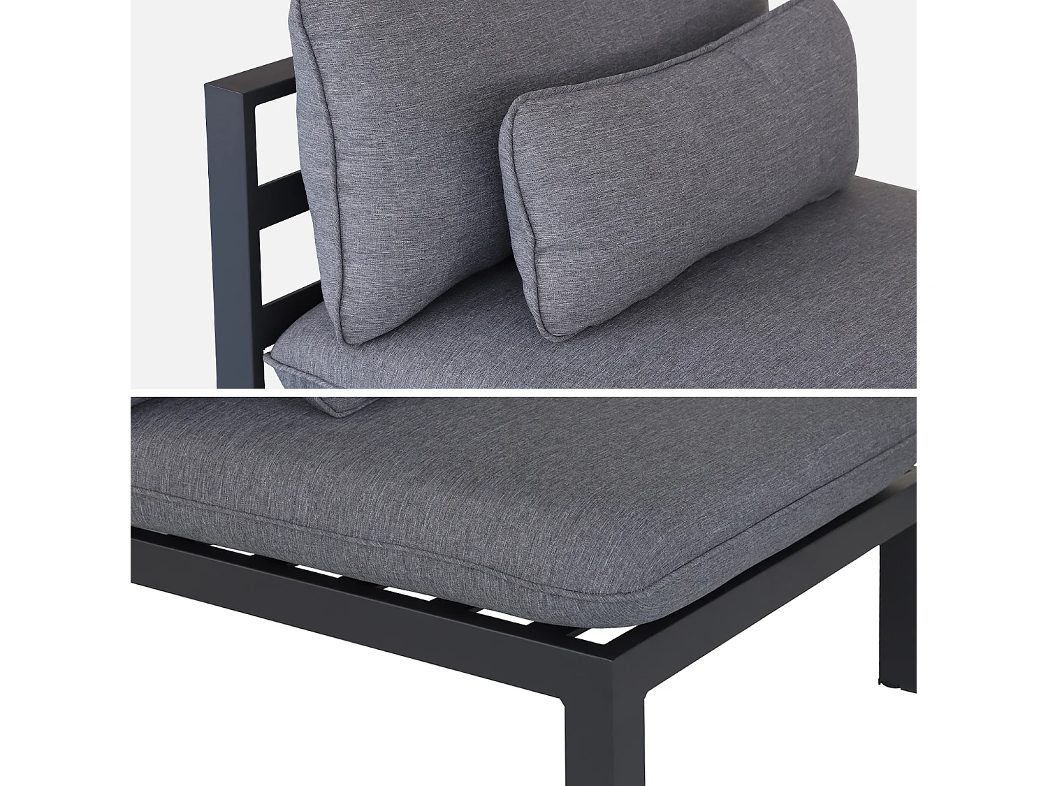 Salon de jardin 5 places en aluminium – assises profondes – Rieti – gris anthracite