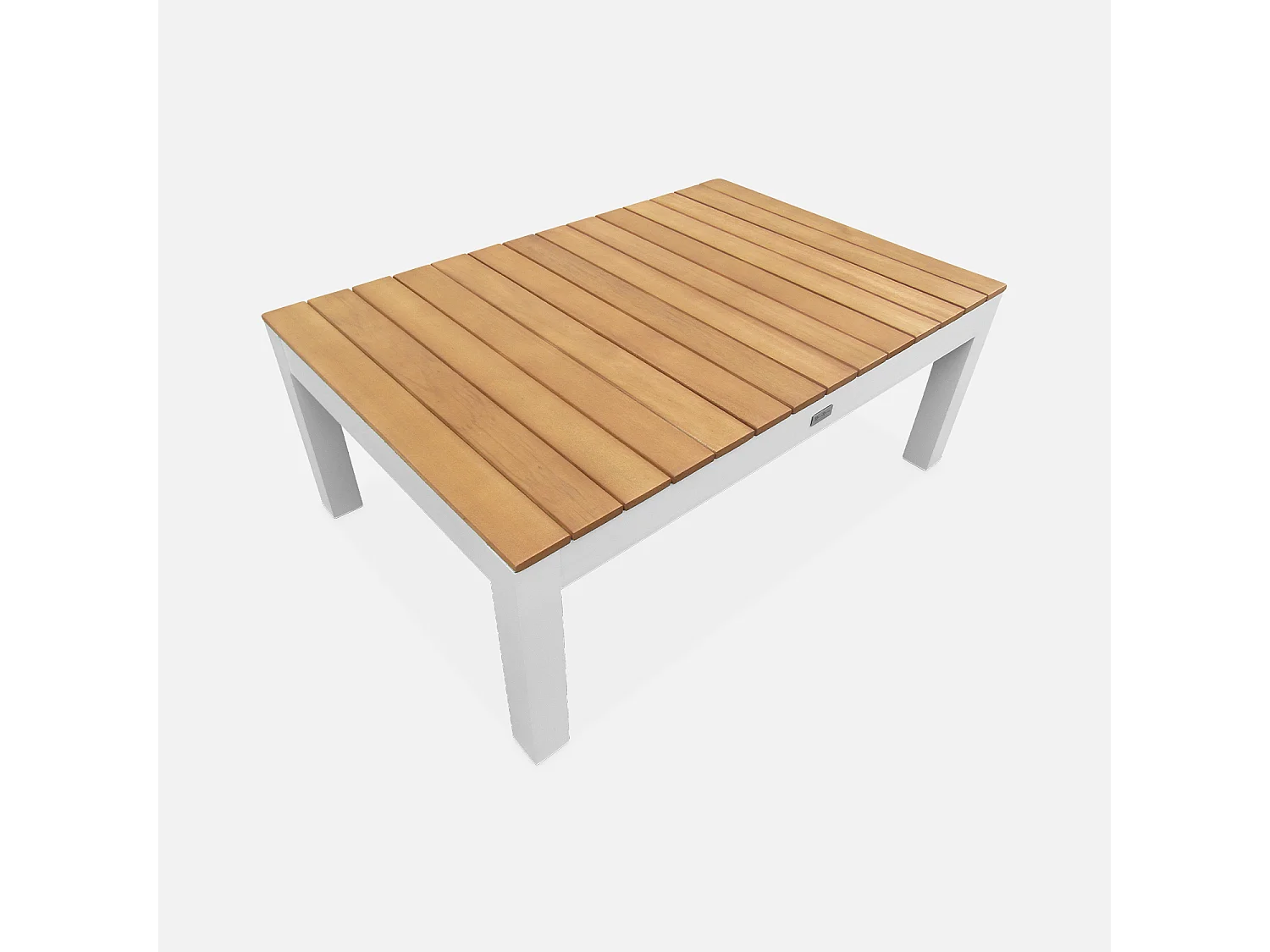 Salotto da giardino in legno di eucalipto e alluminio, 5 posti, bianco