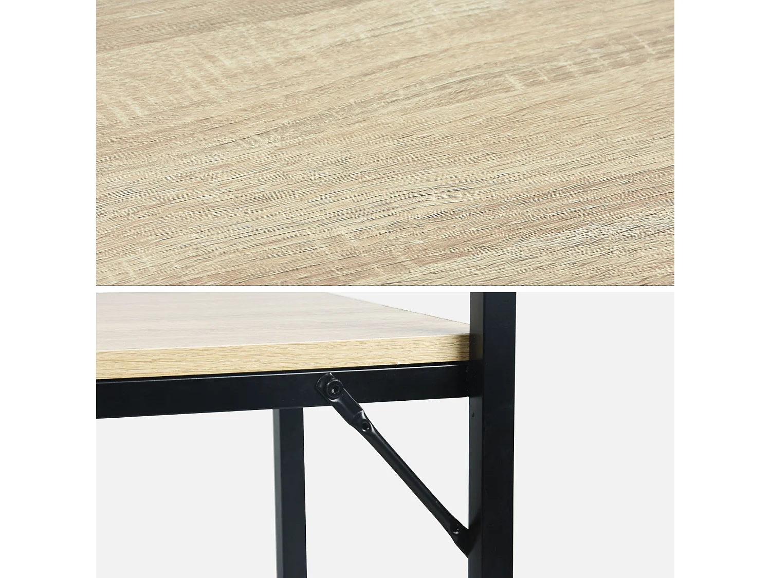 Mobile da corridoio in metallo e legno con 2 livelli e 7 ganci, legno