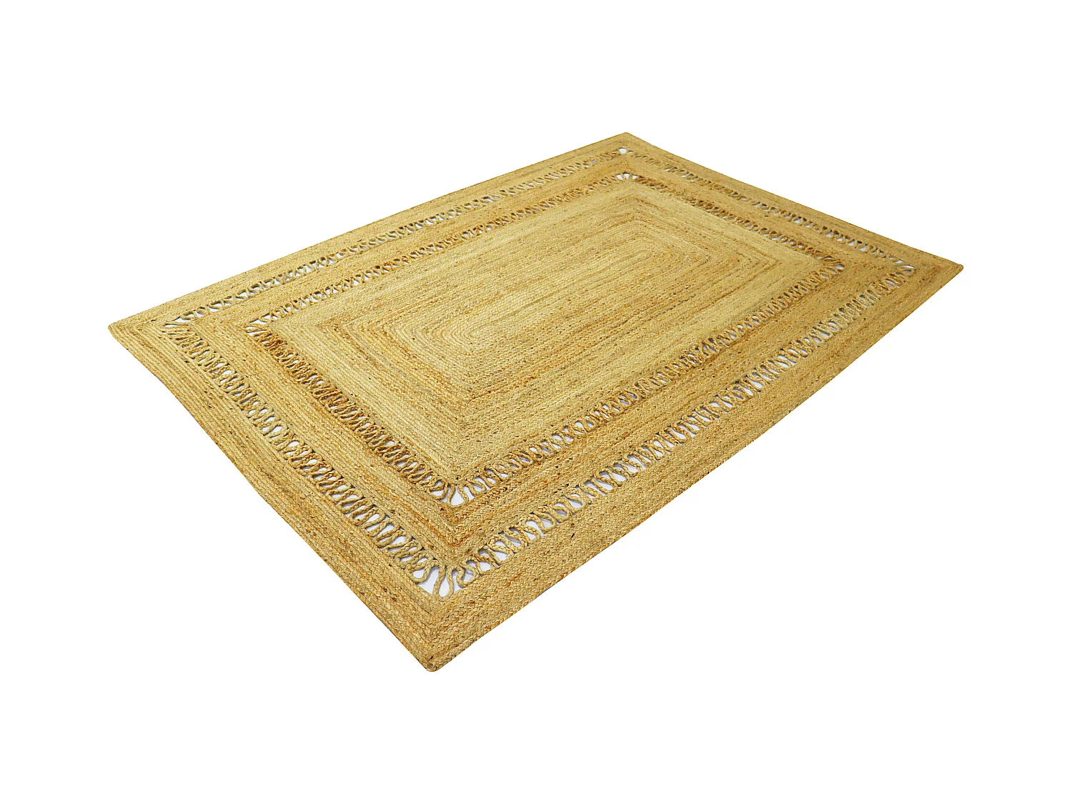 Dywan ażurowy tkany 100% juty - 200 x 290 cm - Naturalny - JARAVI