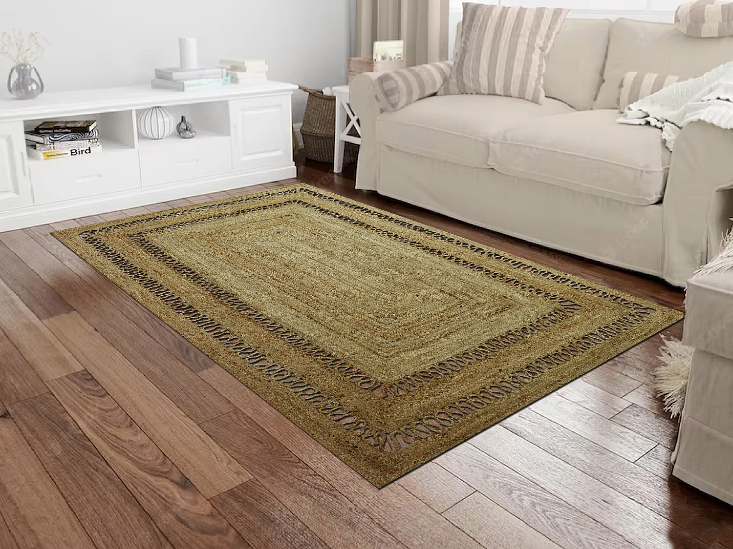 Tapis tressé ajouré 100%  jute - 200 x 290 cm - Naturel - JARAVI
