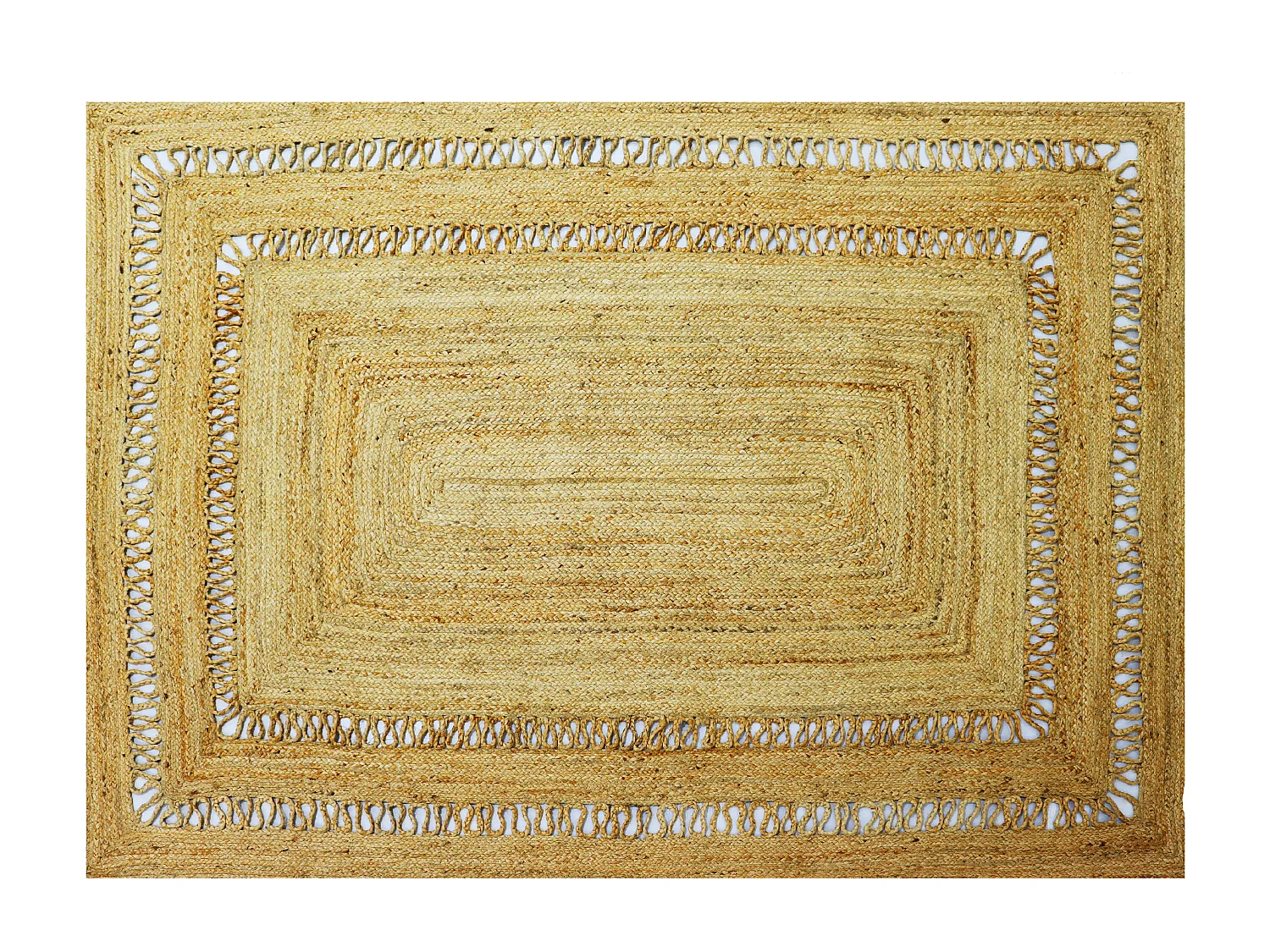 Tapis tressé ajouré 100%  jute - 200 x 290 cm - Naturel - JARAVI