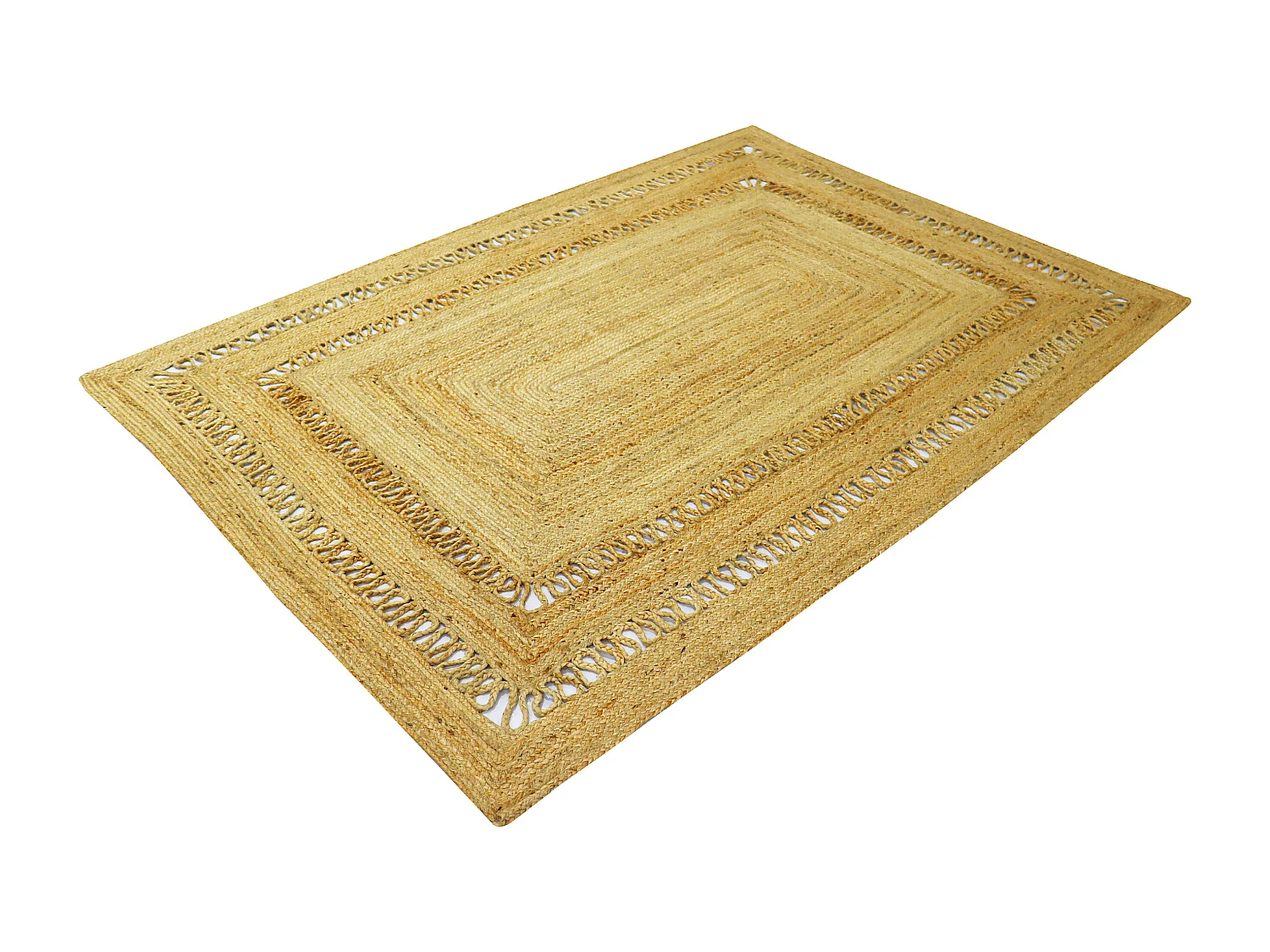 Tapis tressé ajouré 100%  jute - 200 x 290 cm - Naturel - JARAVI