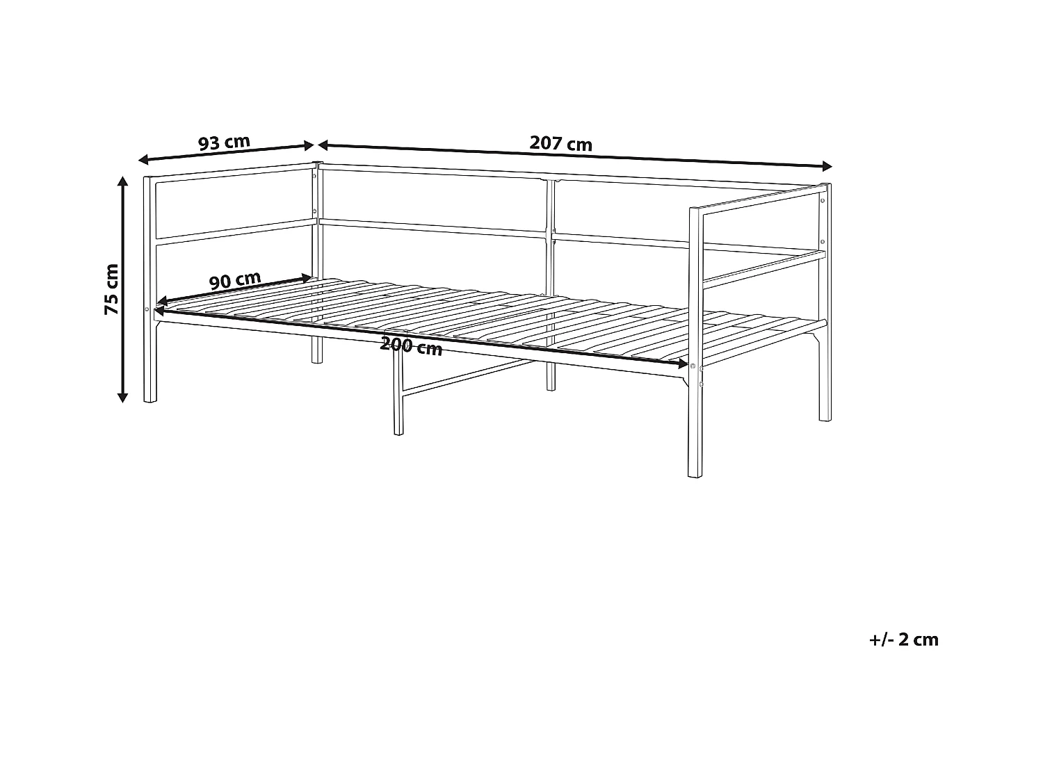 Lit avec sommier Métal BATTUT 90 x 200 cm Noir