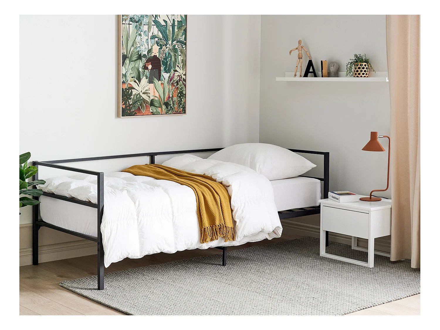Lit avec sommier Métal BATTUT 90 x 200 cm Noir