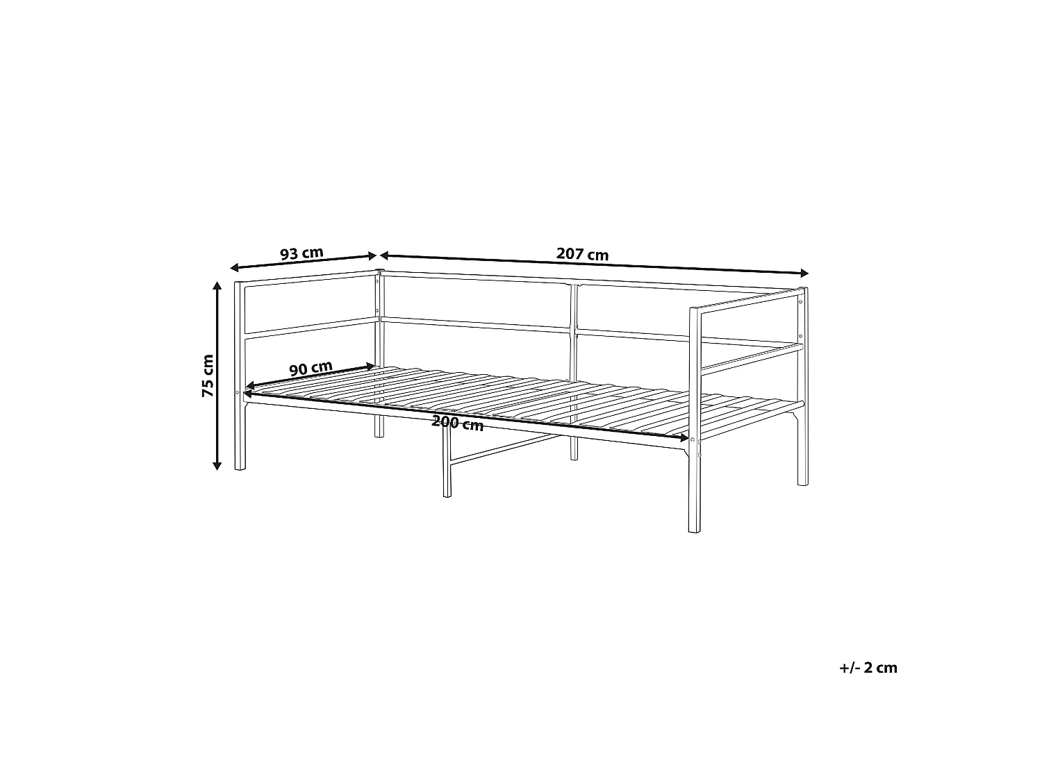 Bed Metal BATTUT 90 x 200 cm (EU Single) Black