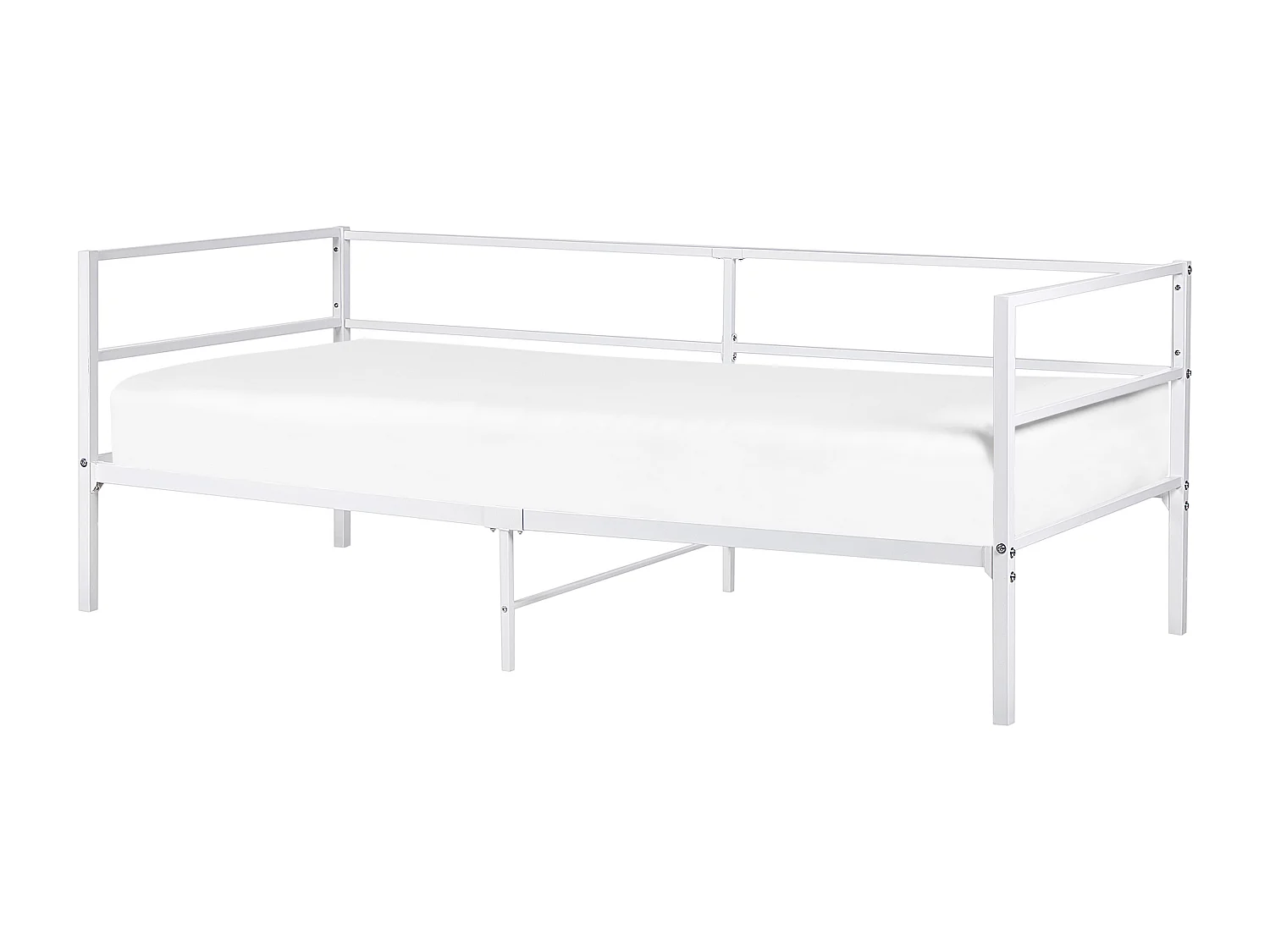 Tagesbett Metall weiß 90x200 cm Metallbett Einzelbett Industrie-Design Battut