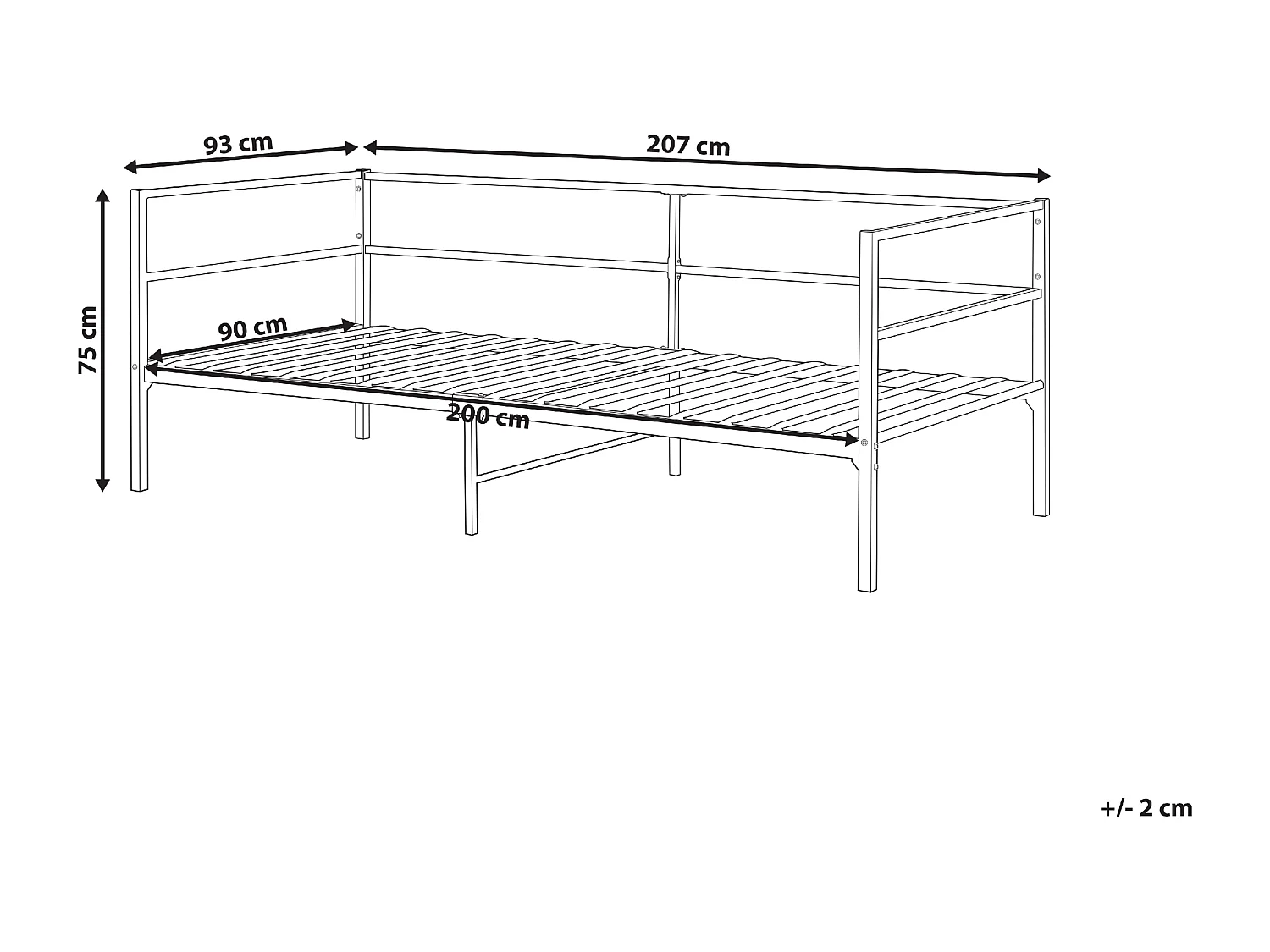 Tagesbett Metall weiß 90x200 cm Metallbett Einzelbett Industrie-Design Battut