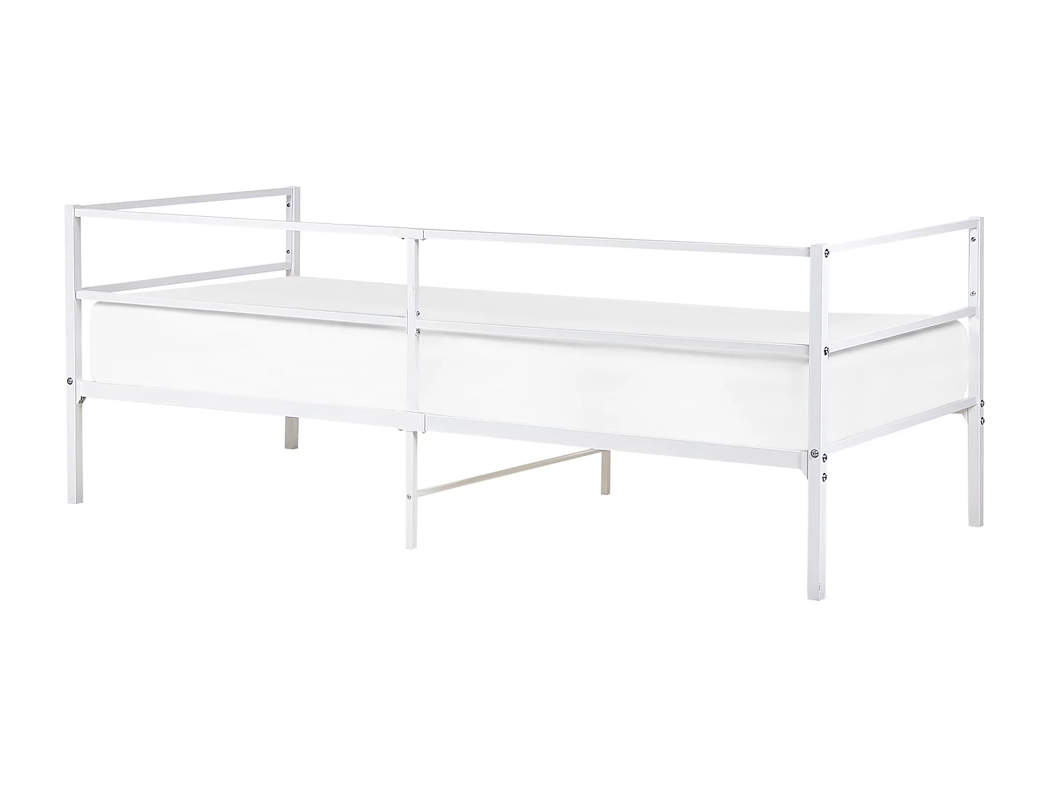 Tagesbett Metall weiß 90x200 cm Metallbett Einzelbett Industrie-Design Battut