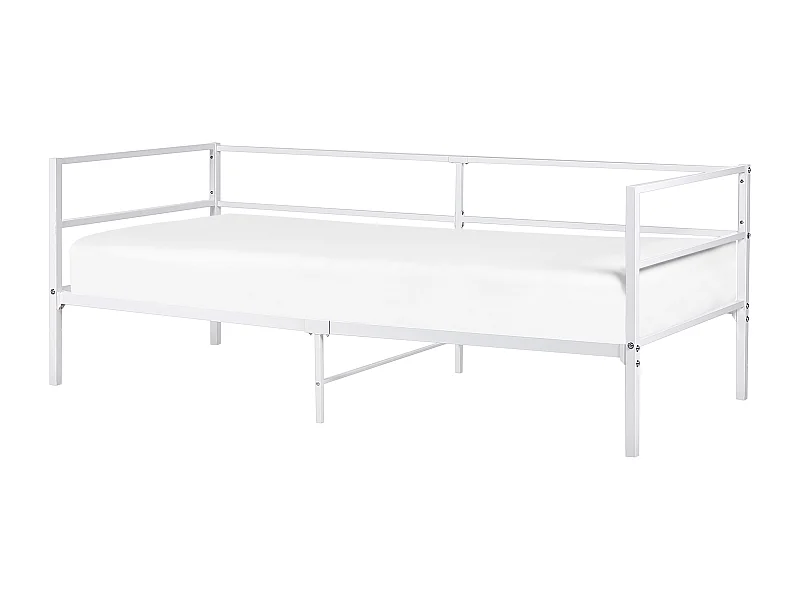 Tagesbett Metall weiß 90x200 cm Metallbett Einzelbett Industrie-Design Battut