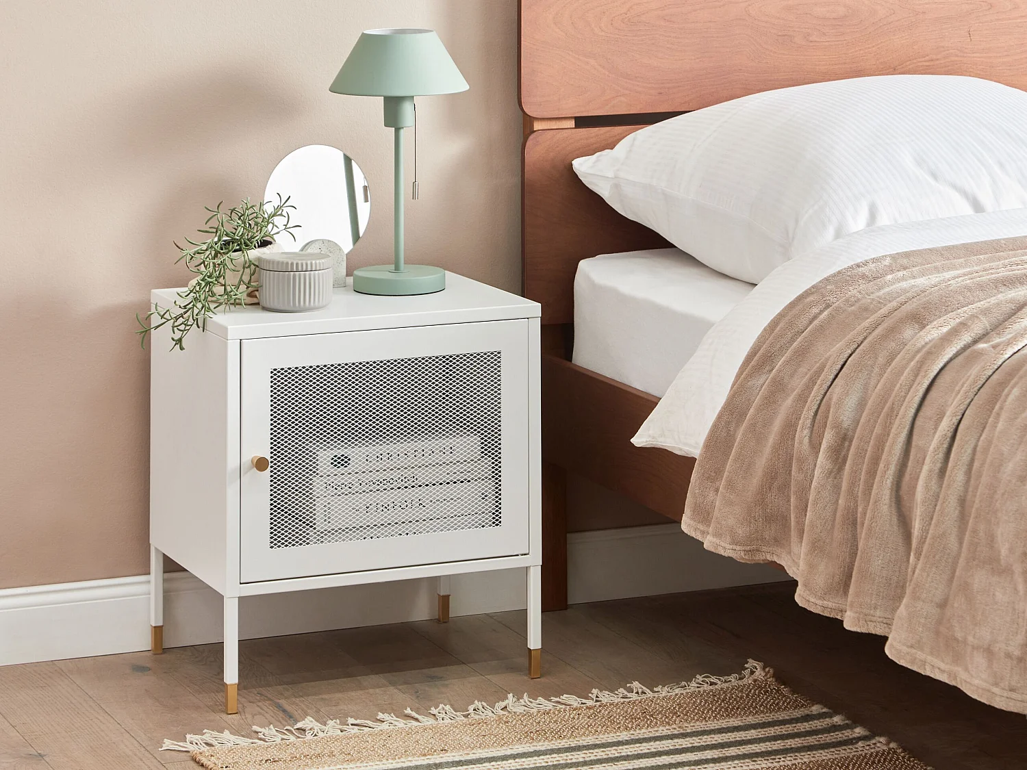 Nachttisch Metall weiß mit Gittertür rechteckig 45 x 35 x 51 cm Industrie Ossett