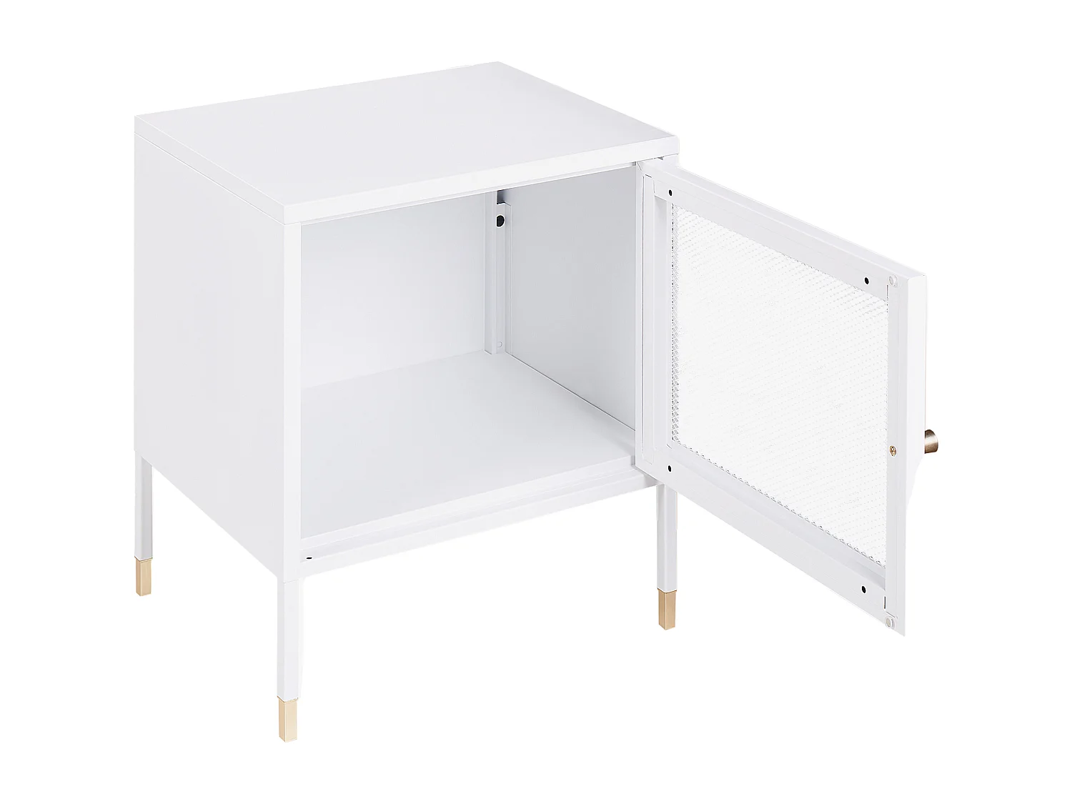 Nachttisch Metall weiß mit Gittertür rechteckig 45 x 35 x 51 cm Industrie Ossett