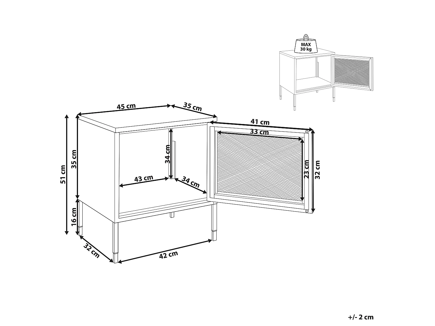 Table de chevet OSSETT Métal Blanc