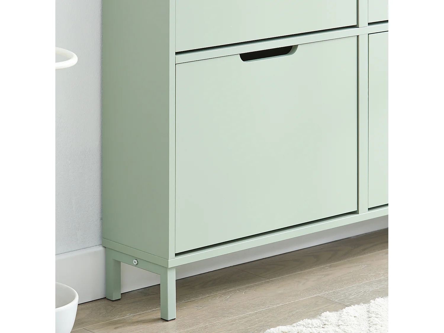 SoBuy Schoenenkast Ladekast met 4 kleppen Gangmeubel Schoenenopbergdoos – Groen, 100x19x90cm, FSR100-GR