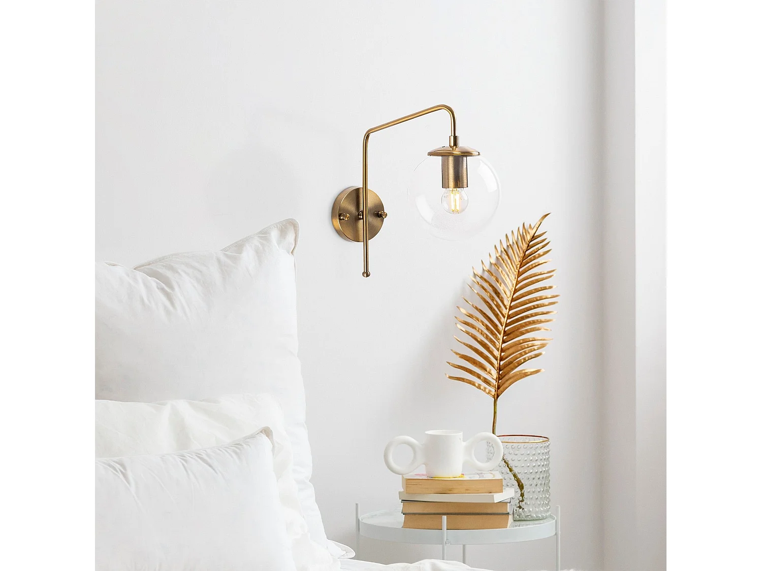 Applique murale Cicogna P32xH32cm Verre Transparent et Métal Or