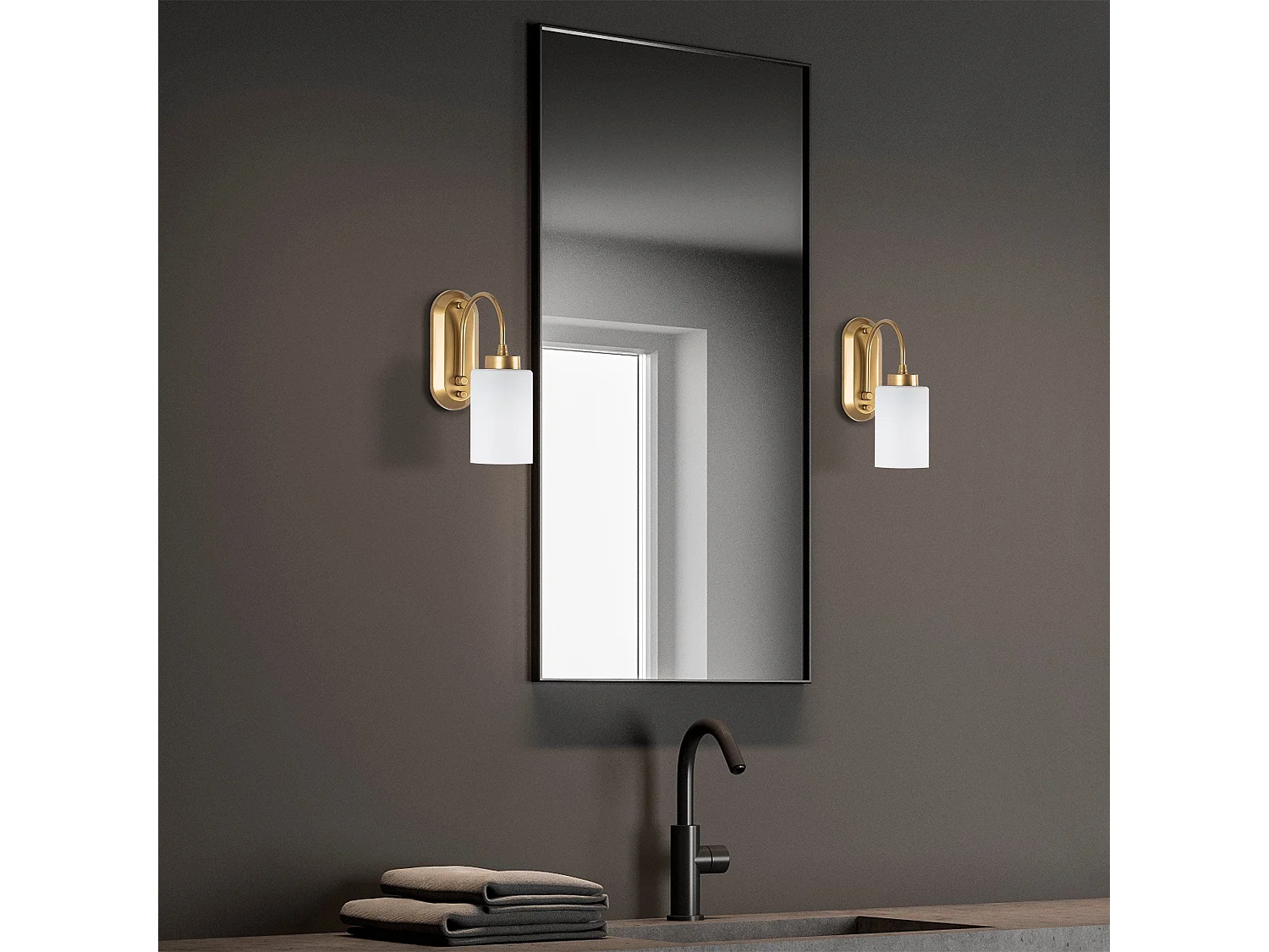 Applique murale 1 lampe style vintage Cary Métal Or et Verre ambre Blanc