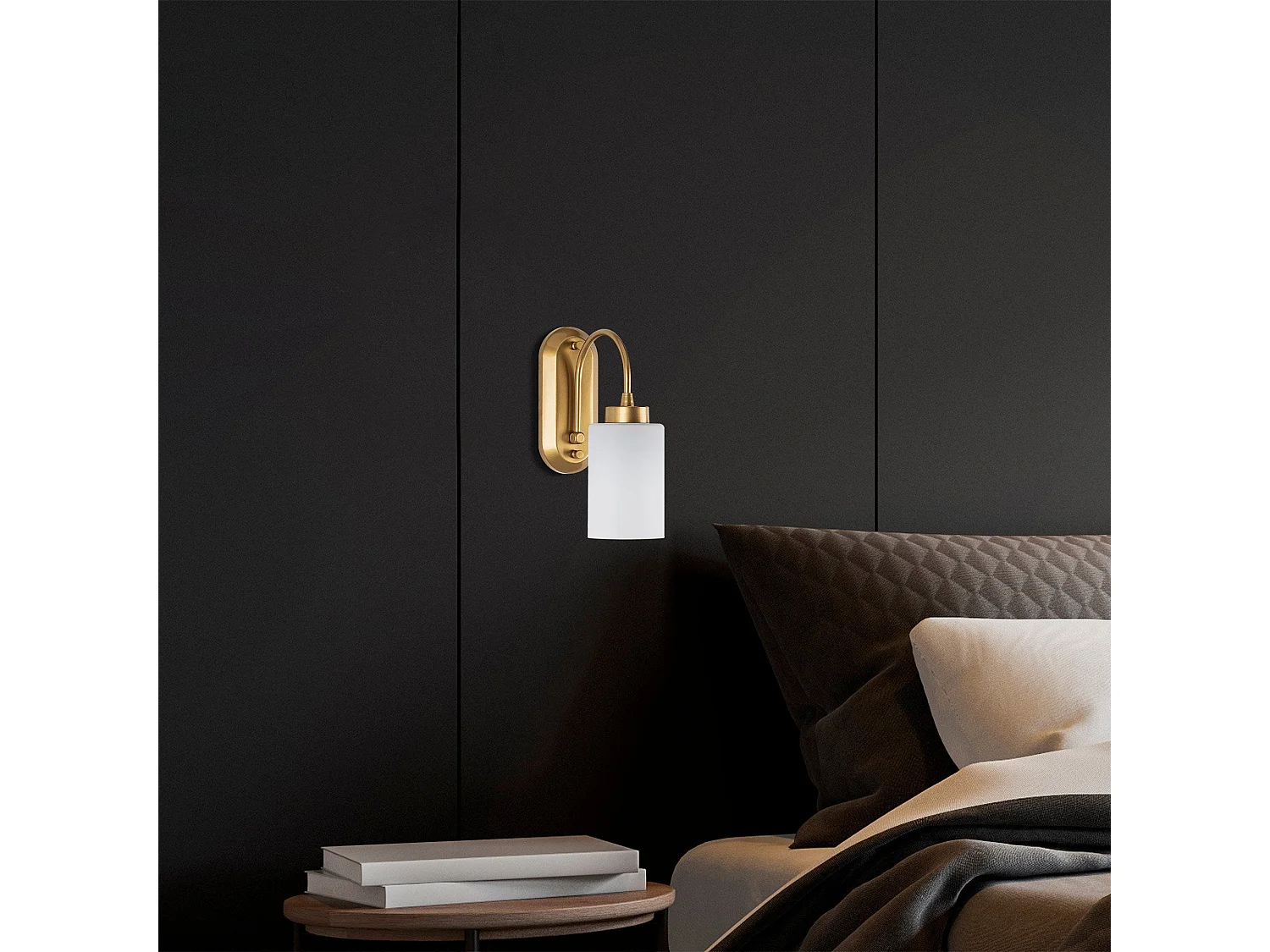 Applique murale 1 lampe style vintage Cary Métal Or et Verre ambre Blanc