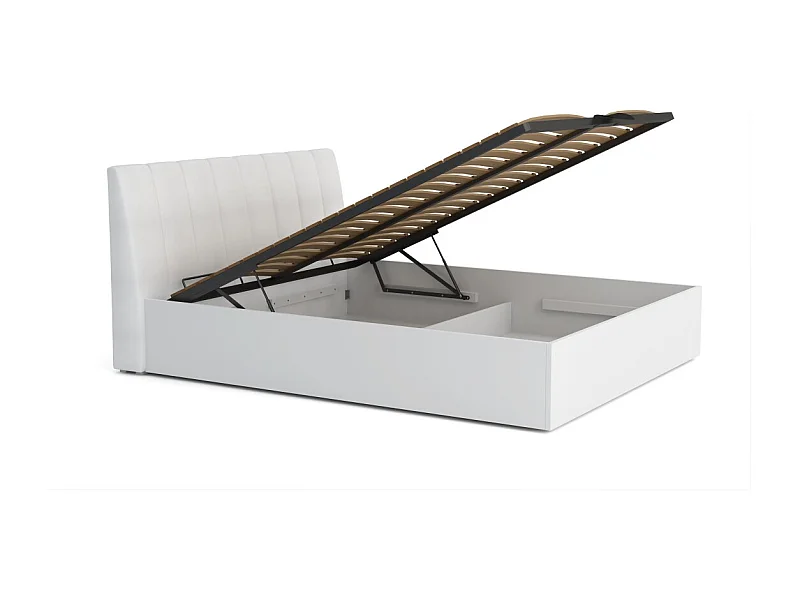 Designerbett Kollektion VERONA mit Stauraumoption 160x200, Farbe Weiß