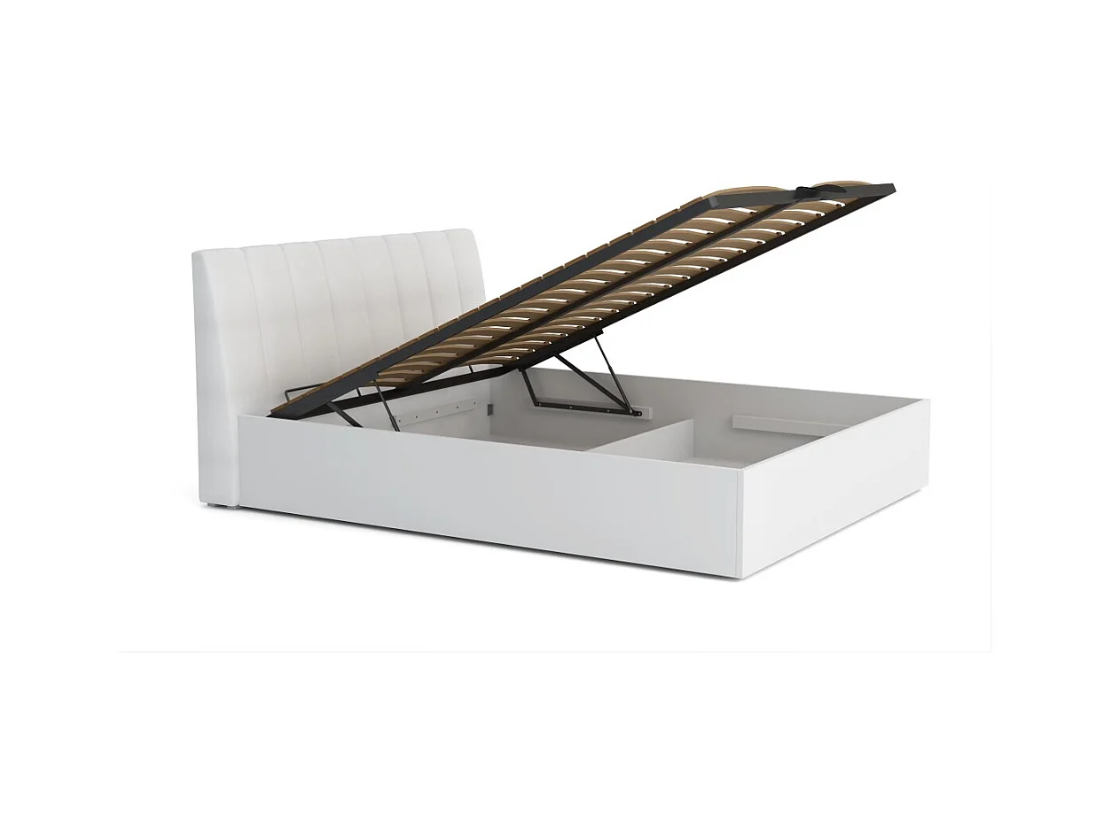 Lit Design collection VERONA avec option Coffre 160x200, coloris blanc