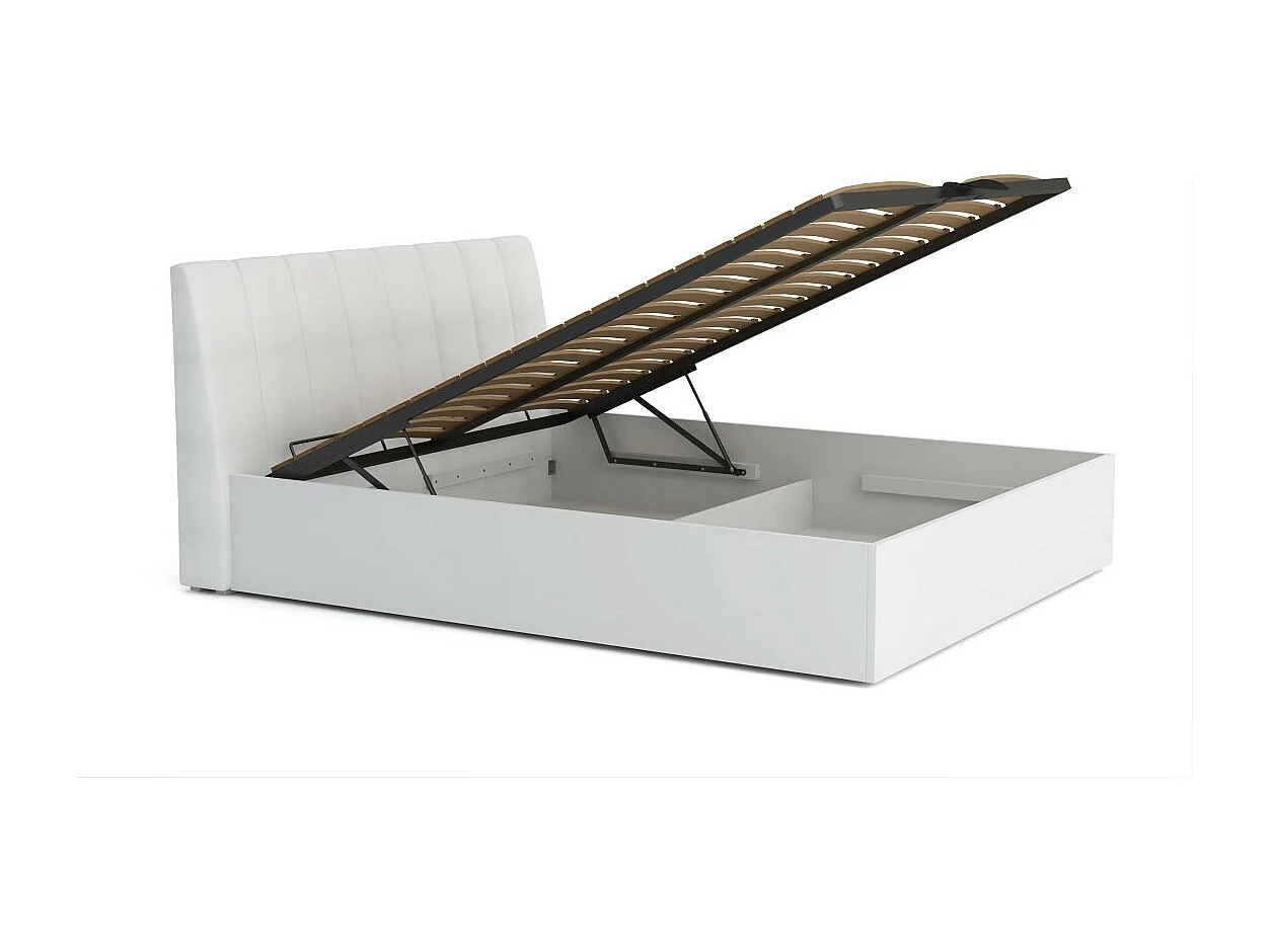 Lit Design collection VERONA avec option Coffre 180x200, coloris blanc