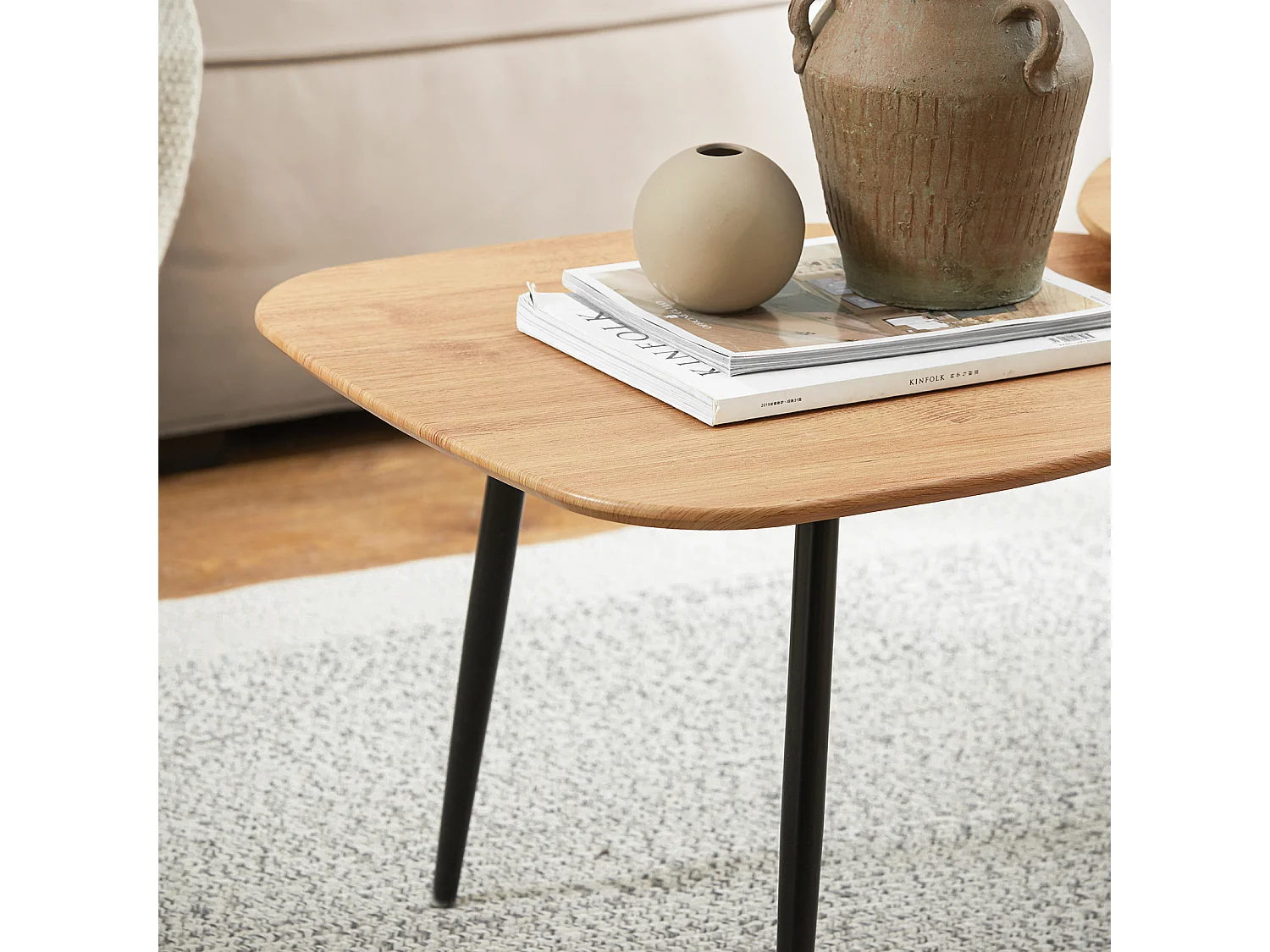 SoBuy Table Basse Table de Salon, Meuble de Salon Design, Structure en métal avec 2 plateaux, 100 x 54 x 45 cm, FBT127-N