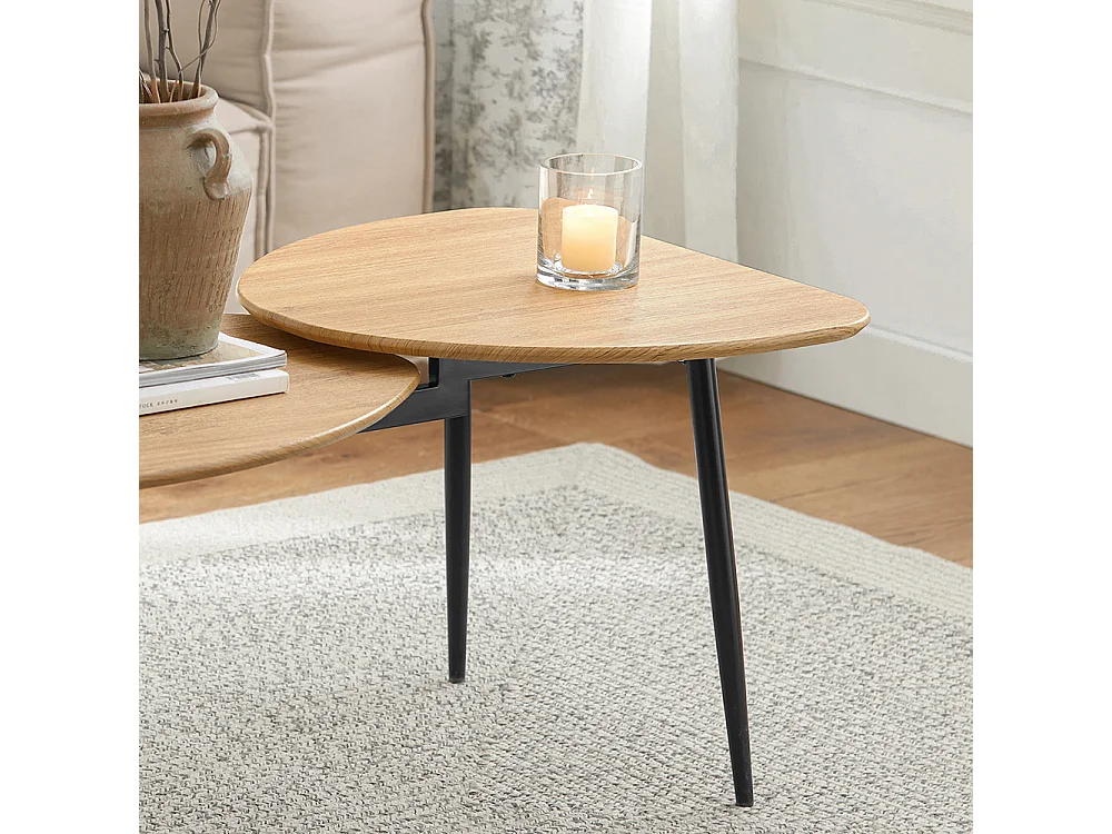 SoBuy Table Basse Table de Salon, Meuble de Salon Design, Structure en métal avec 2 plateaux, 100 x 54 x 45 cm, FBT127-N