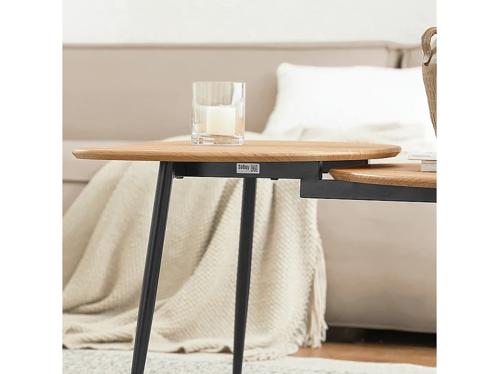 SoBuy Table Basse Table de Salon, Meuble de Salon Design, Structure en métal avec 2 plateaux, 100 x 54 x 45 cm, FBT127-N