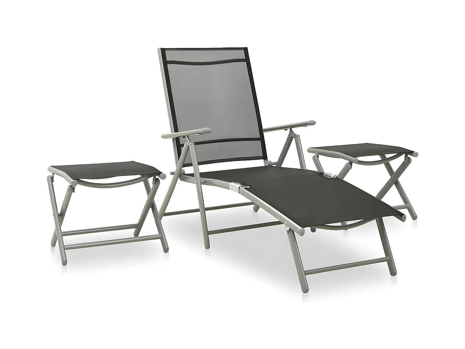 Salon de jardin 3 pcs Textilène et aluminium Argenté SSG28815
