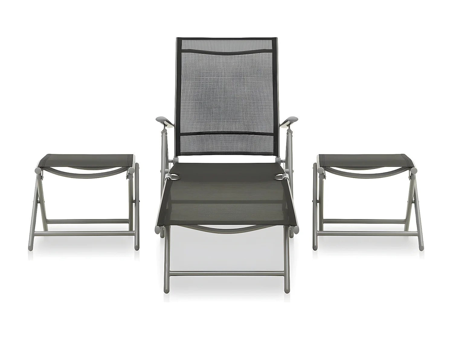 Salon de jardin 3 pcs Textilène et aluminium Argenté SSG28815