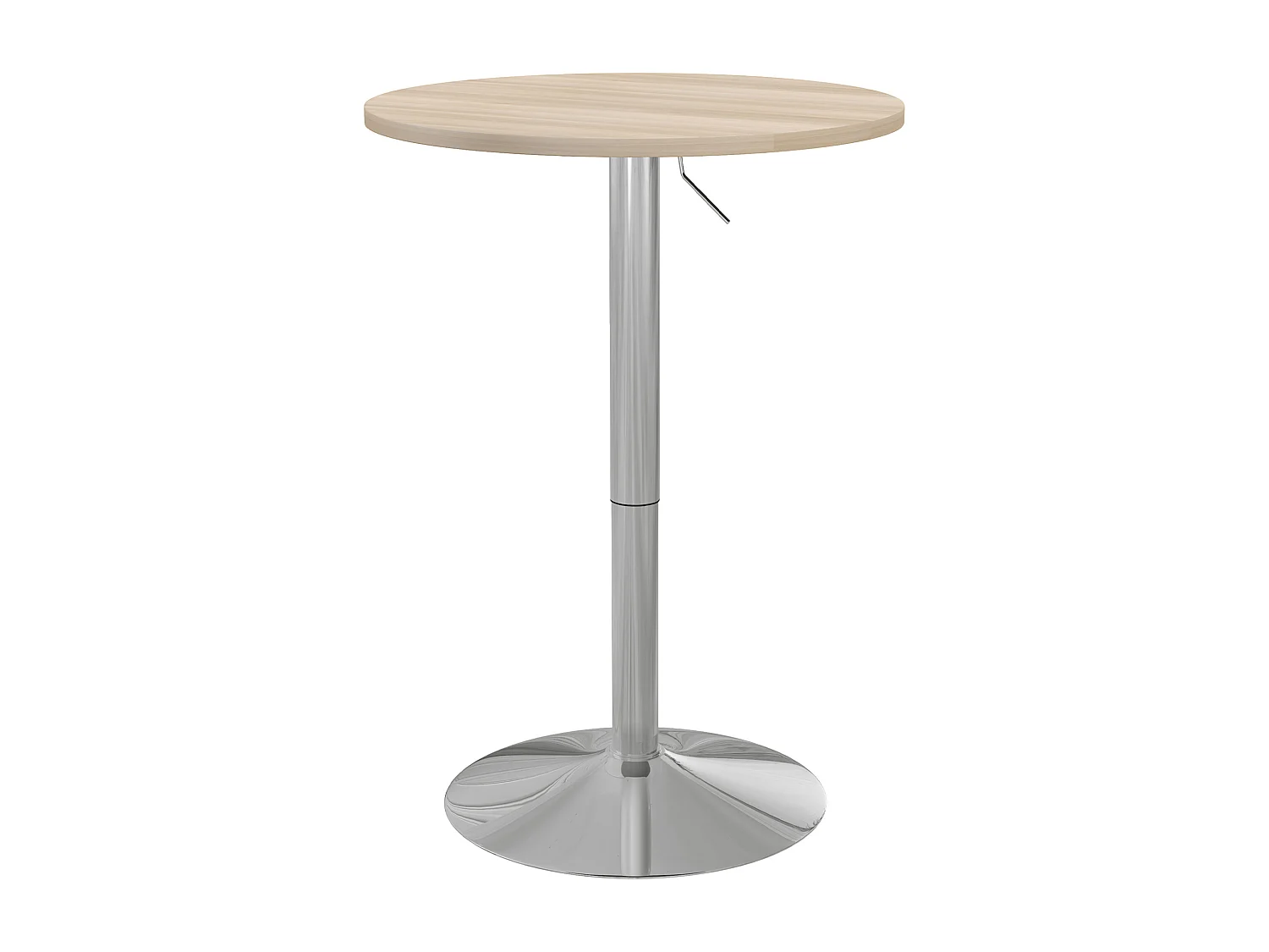 Table de bar ronde Ø 60 cm table bistro chic hauteur réglable 69-91 cm acier chromé aspect bois clair