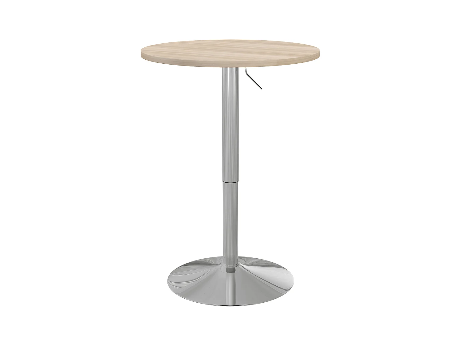 Table de bar ronde Ø 60 cm table bistro chic hauteur réglable 69-91 cm acier chromé aspect bois clair