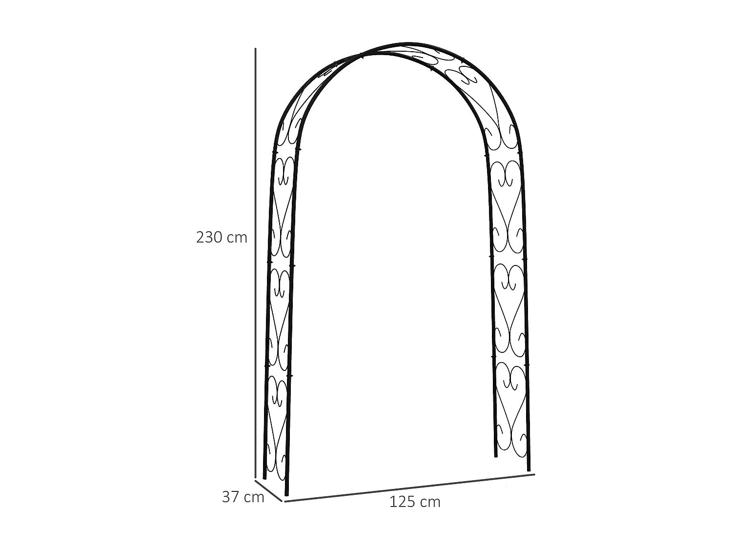 Arche de jardin arche à rosiers style fer forgé acier époxy noir