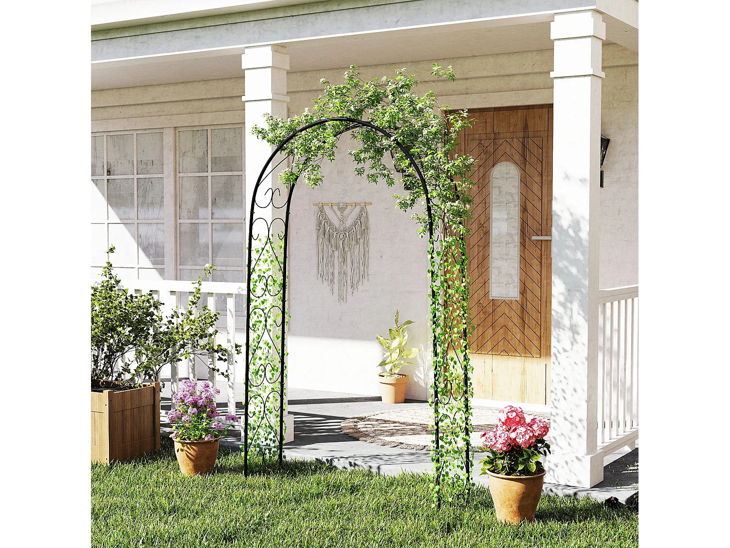 Arche de jardin arche à rosiers style fer forgé acier époxy noir