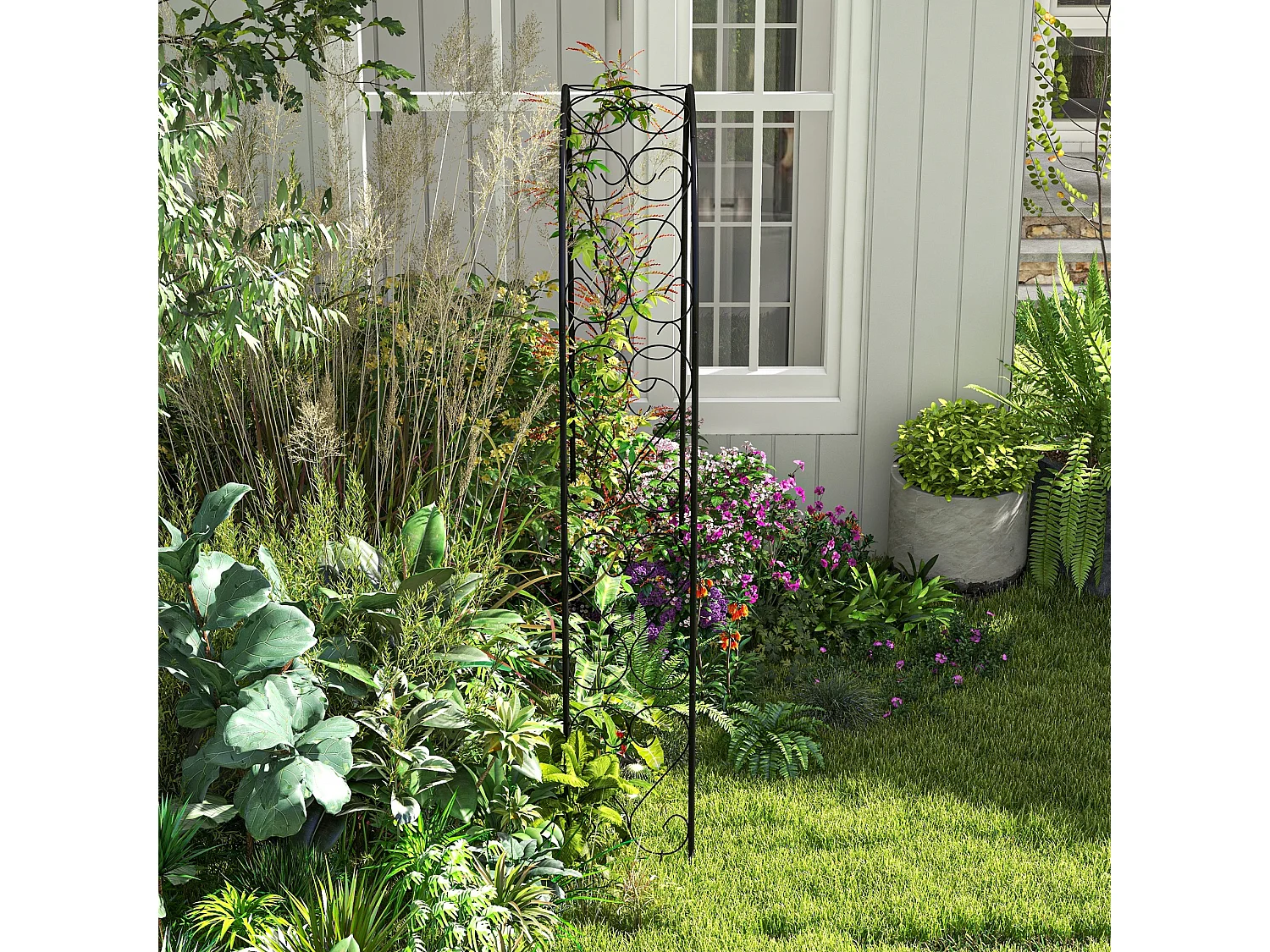 Arche de jardin arche à rosiers style fer forgé acier époxy noir