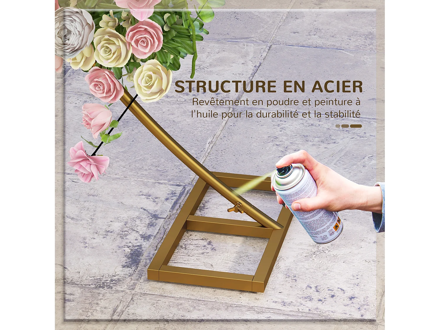 Arche décorative - arche de mariage - arche de ballon - dim. 280L x 60l x 258H cm - acier doré