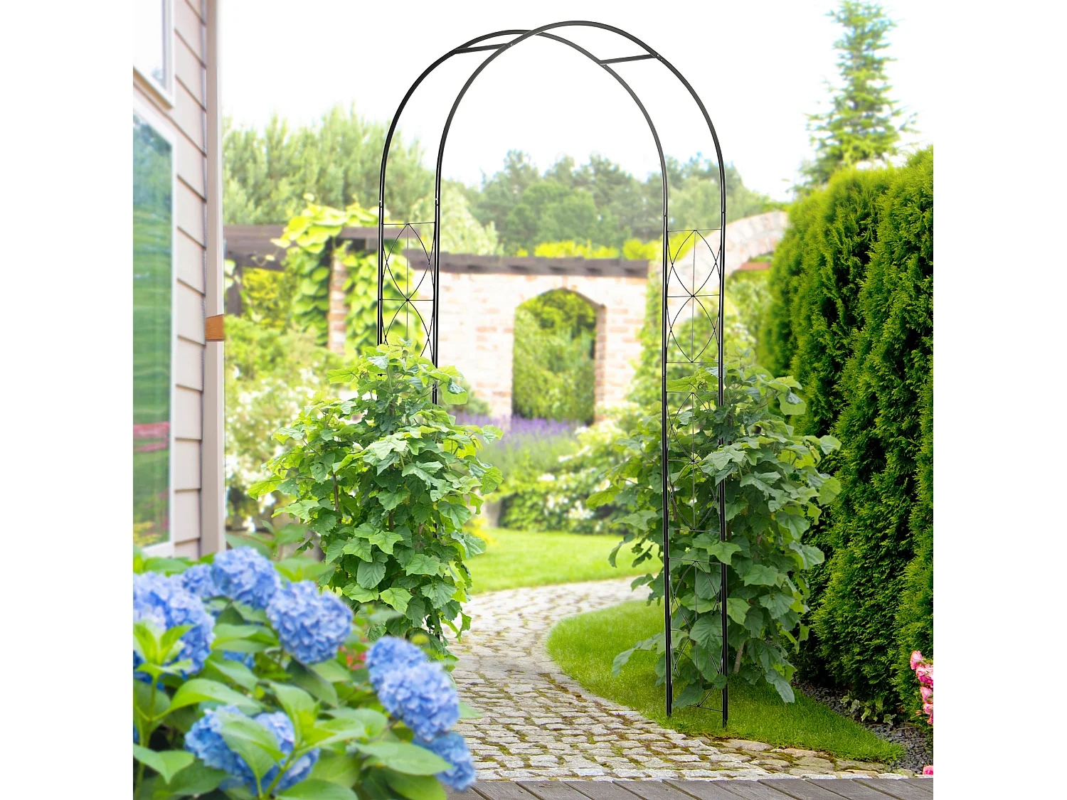 Arche de jardin arche à rosiers treillis métal époxy noir