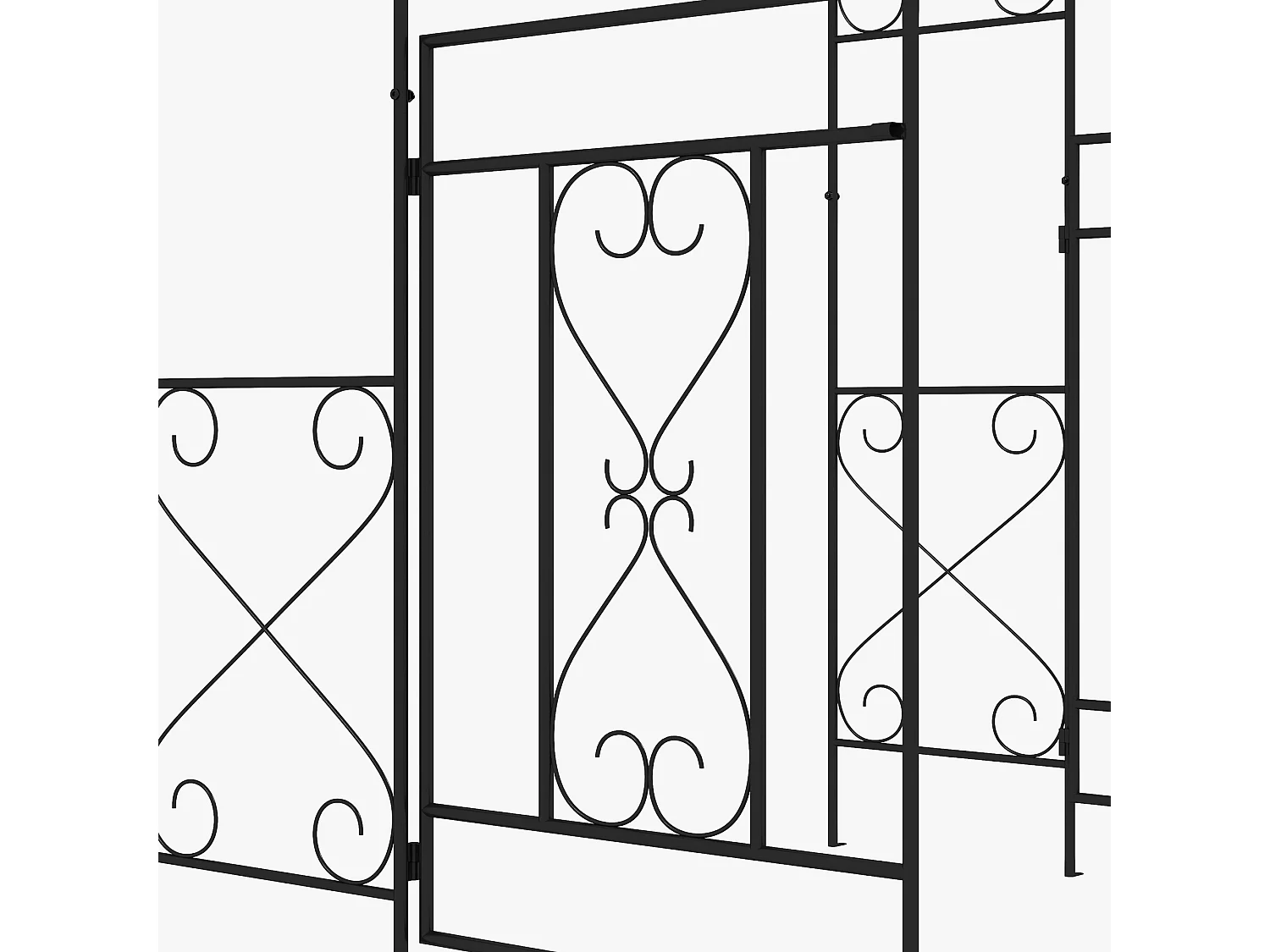 Arche de jardin avec portillon treillis style fer forgé métal époxy noir